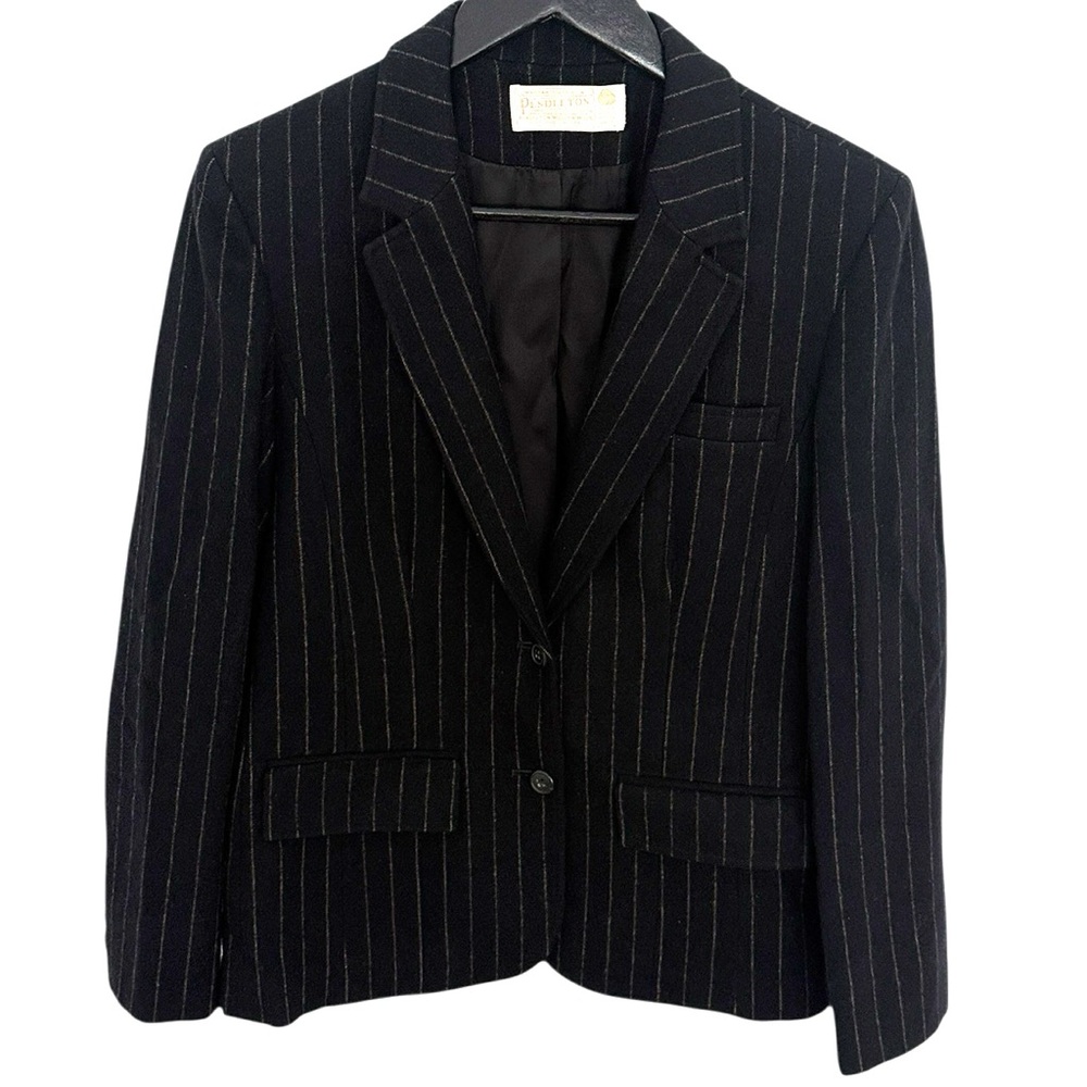 Pendleton Vintage Wool Black Tan Striped Blazer Sz M